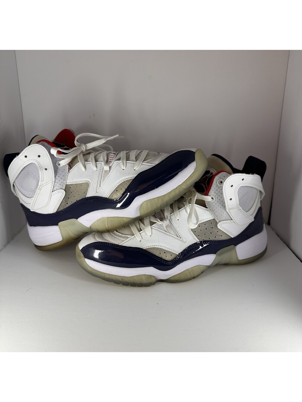 Air Jordan Jumpman Two Trey USA White Red Navy Blue Sneakers 12